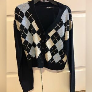 Plaid button up sweater